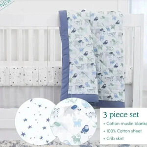 aden + anais Blue and White 3-Piece Crib Set